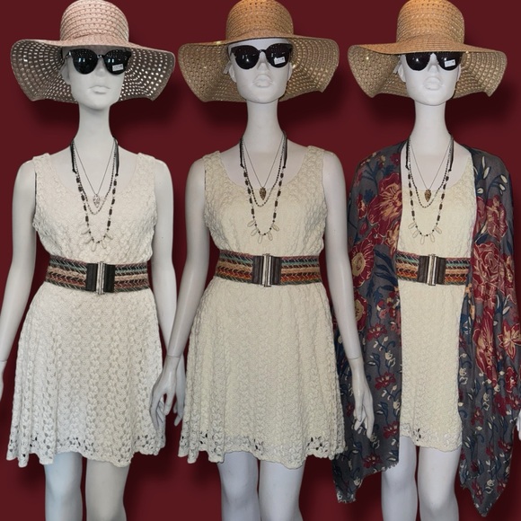 Anthropologie Lily Rose Dress Ivory Lace Fit & Flare Mini Size Small Euro Summer - Picture 8 of 16